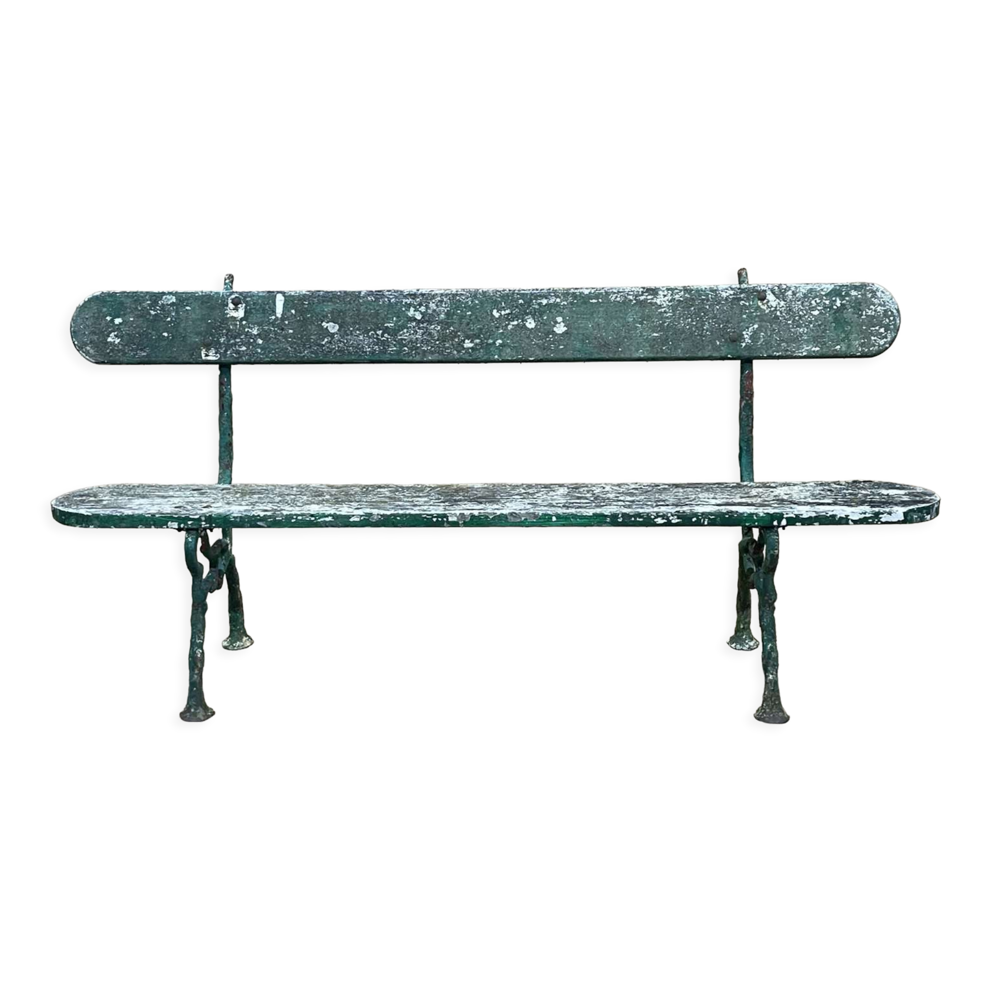 Garden bench of the early twentieth century cast iron and teak