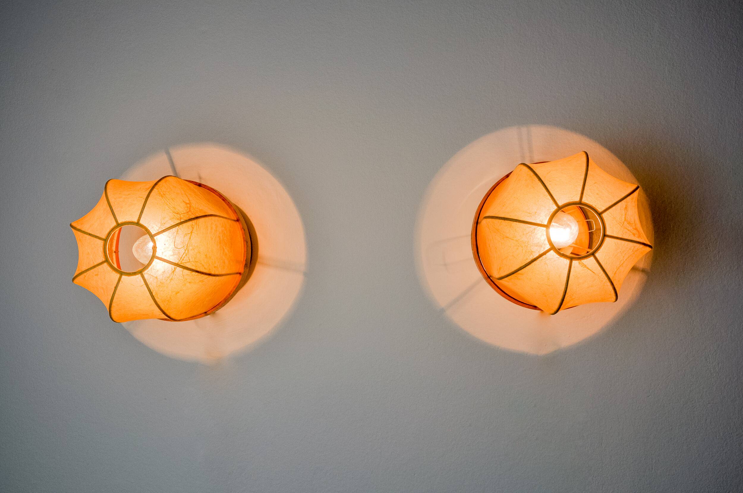 Pair of “cocoon” wall lights, Italy, 1970