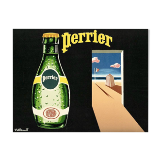 Affiche Perrier the Beach par BERNARD VILLEMOT - Petit Format - Signé par l'artiste - On linen