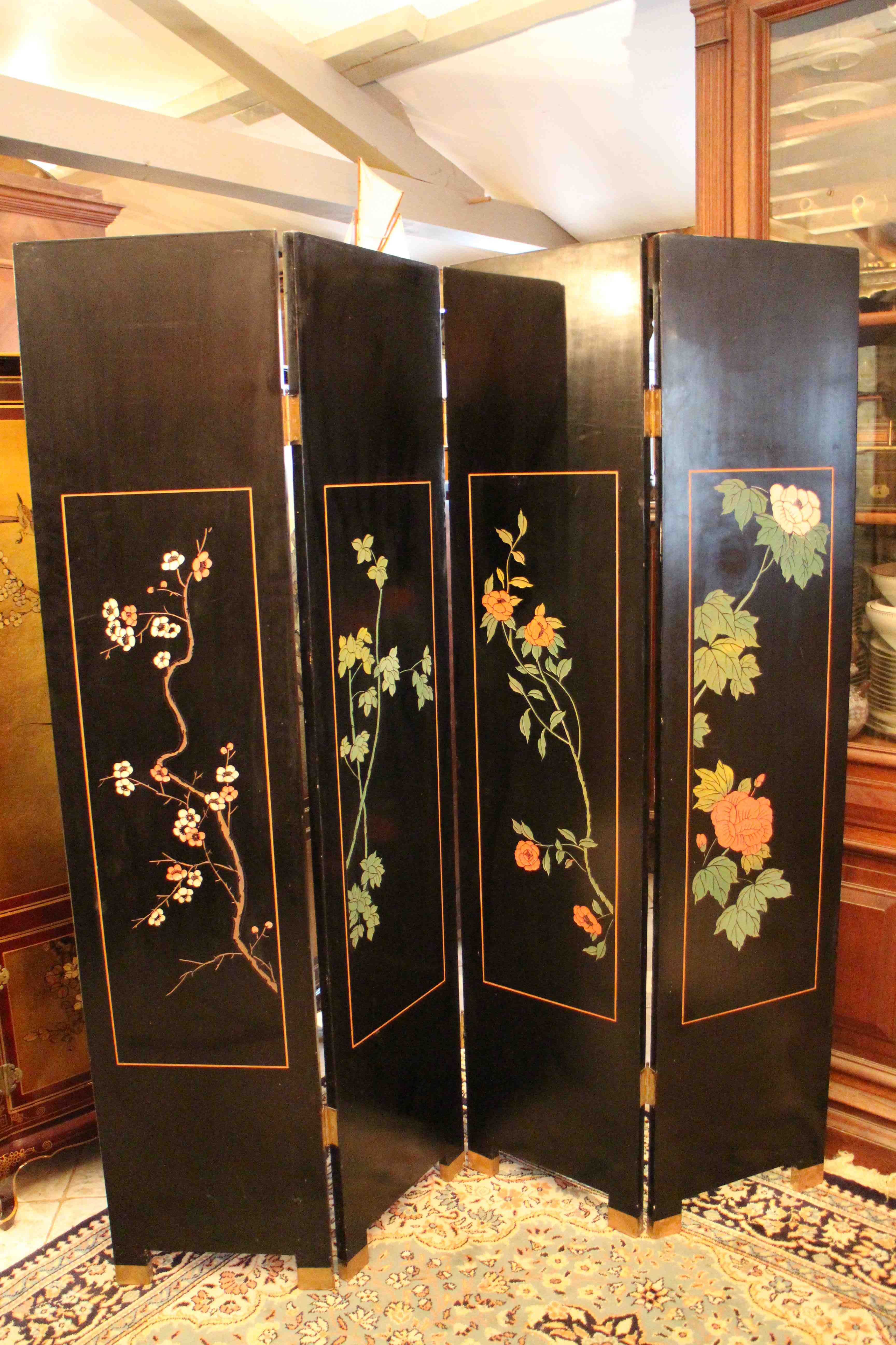 4-leaf screen lace-up decoration Far East Japan type Coromandel