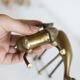 Cerf et biche en laiton vintage