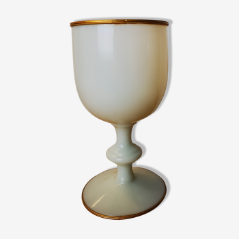 Vintage glass cut with white brass opaline