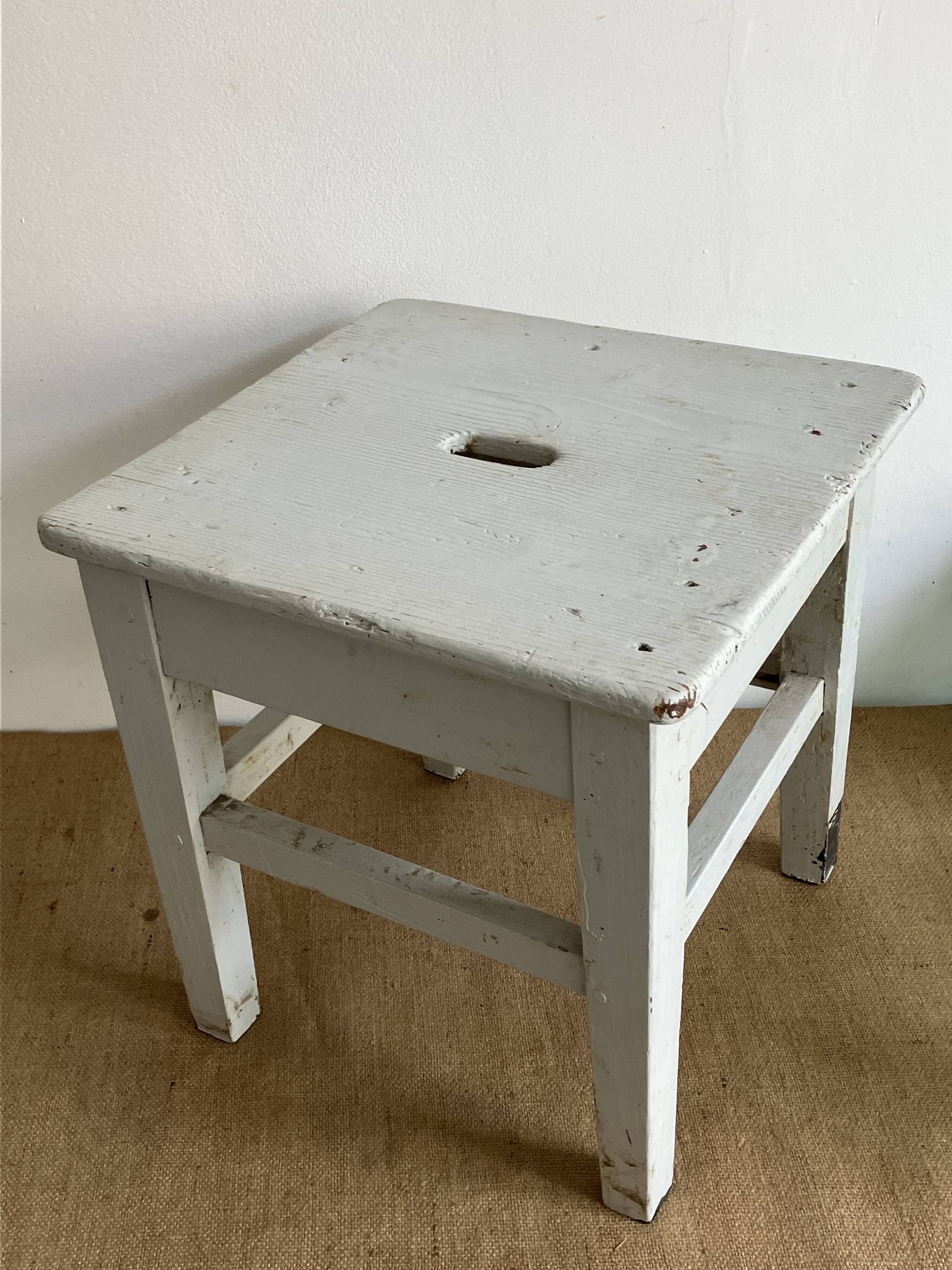 Old workshop stool, running board