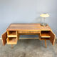 Desk with glass top, walnut, 1950s
