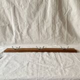Vintage wooden wall-mounted coat rack with three double hooks