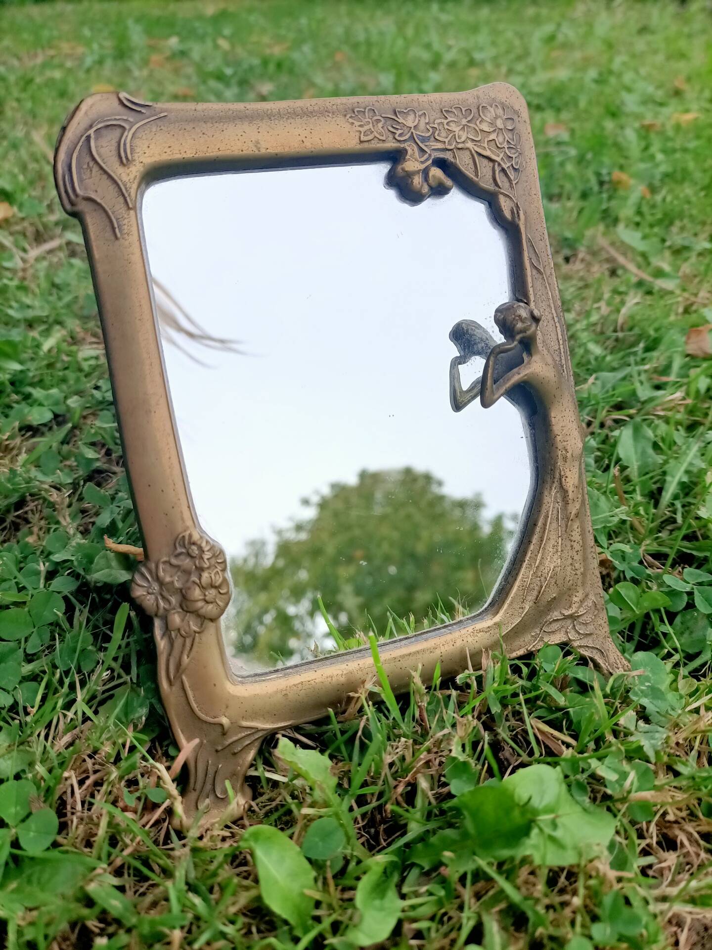 Brass retro mirror The Lady of the Lake
