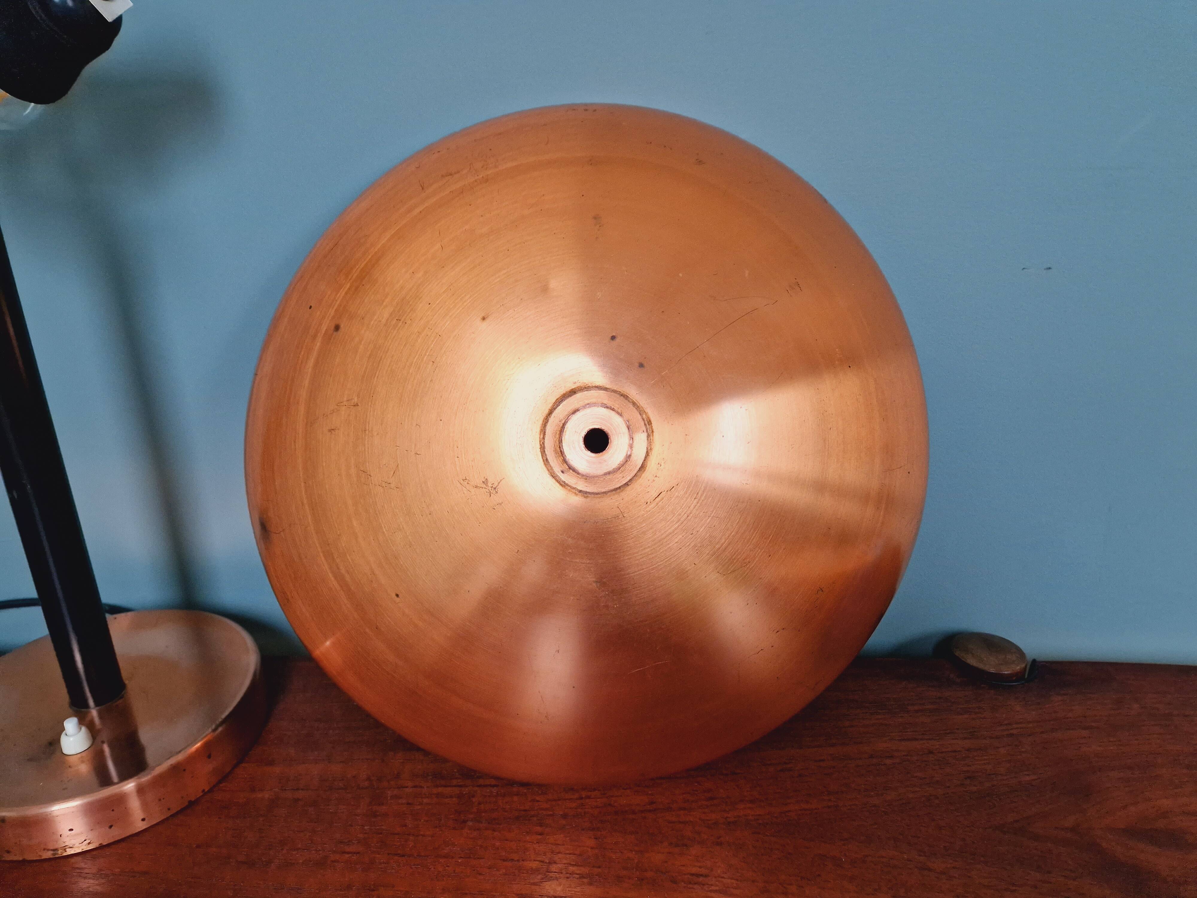 Large copper desk lamp, 1950s