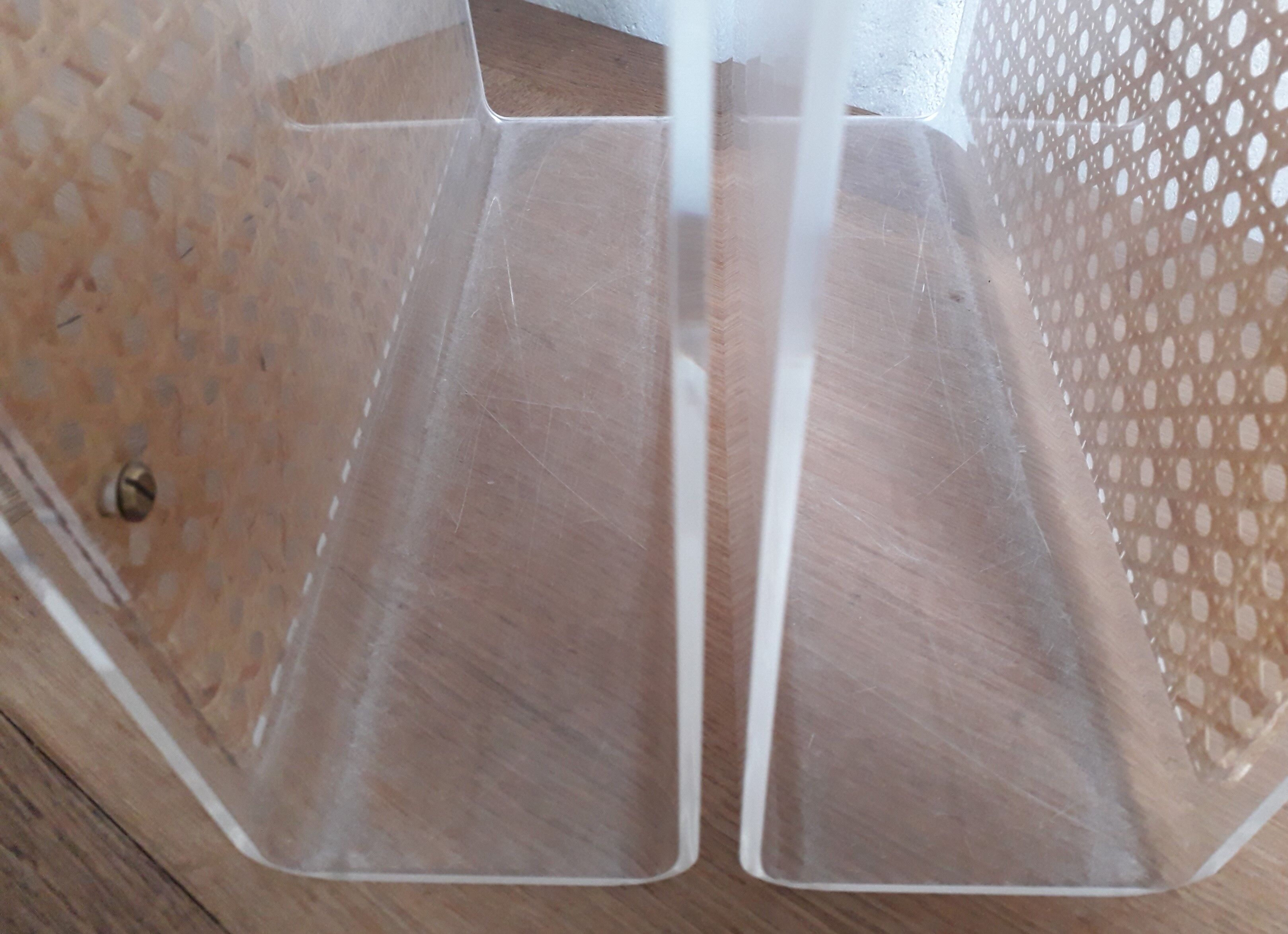 Plexiglas and cannage magazine holder