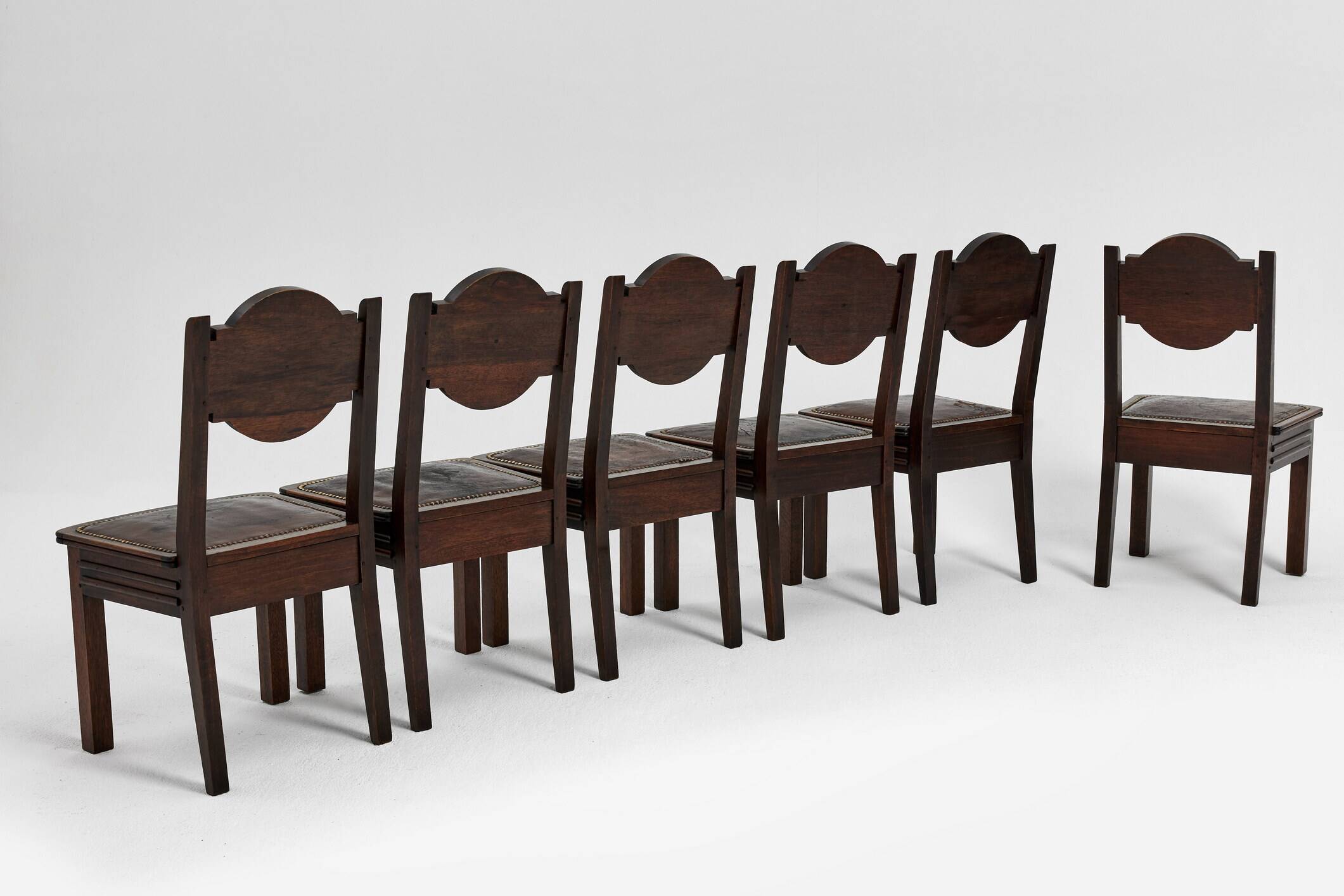 Ensemble de six chaises de salle à manger, acajou, France, années 1930 - Etienne Kohlmann