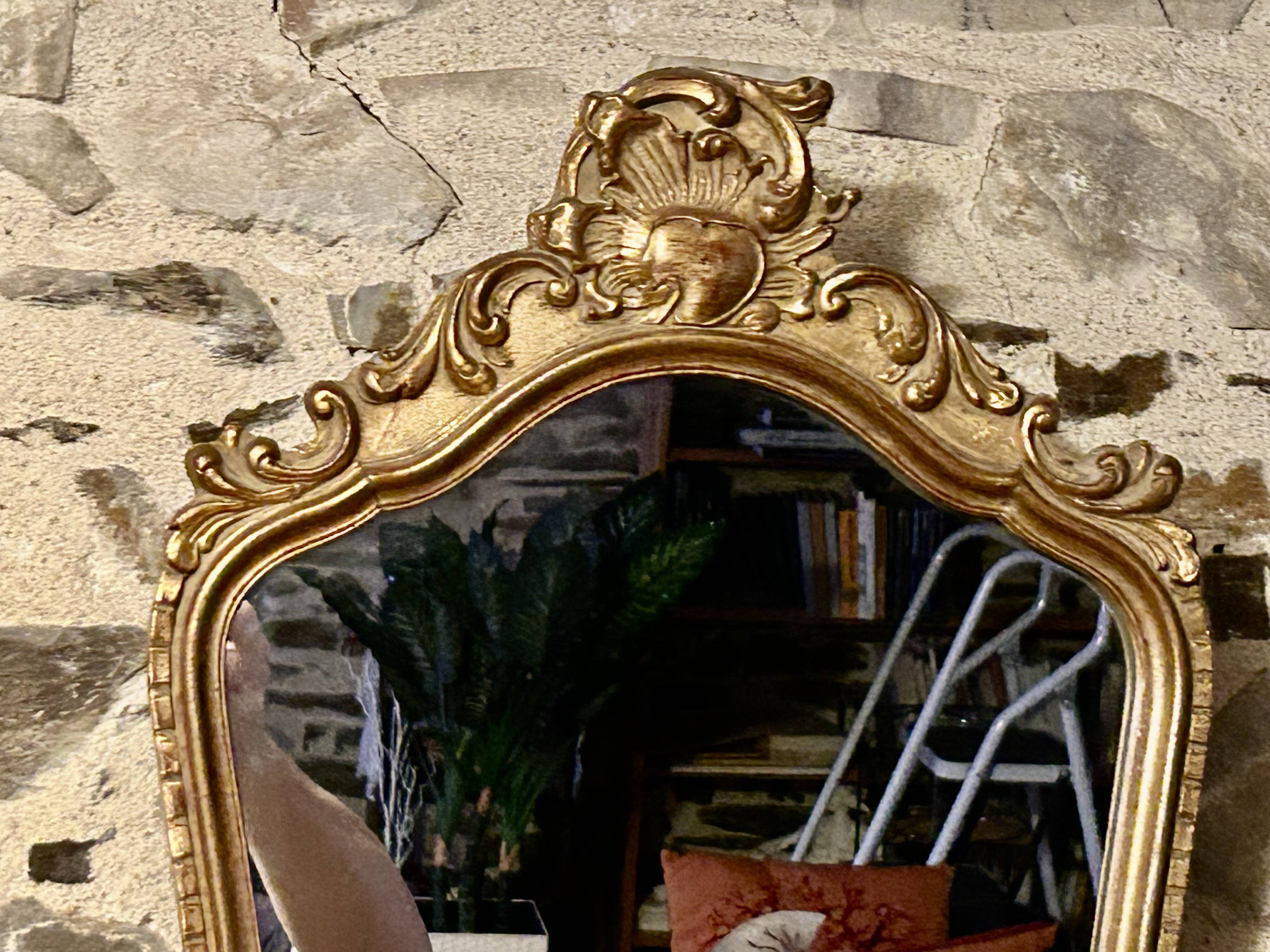 Baroque mirror in gilded wood and stucco in Louis XV style - 61 x 35 cm