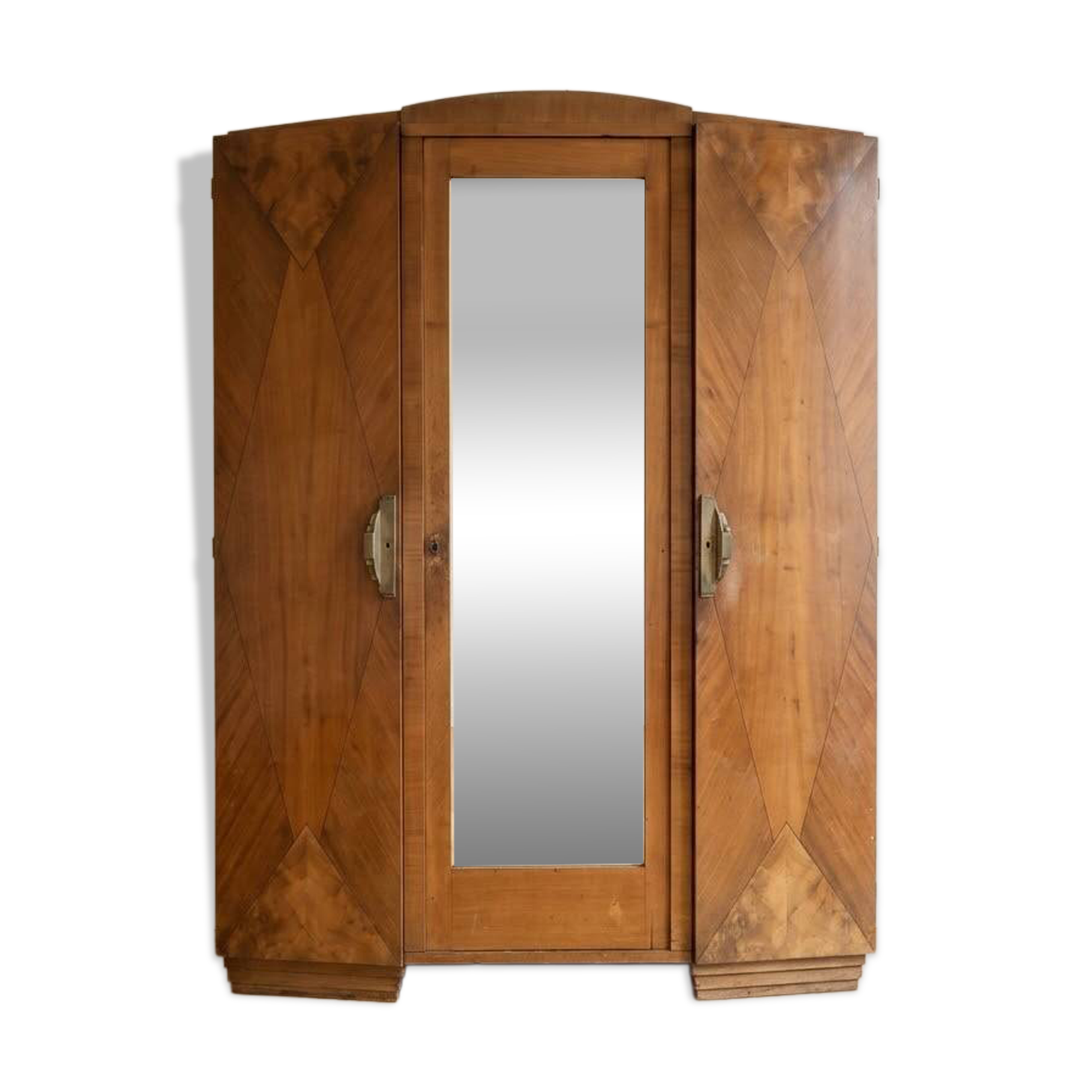 Antique Art Deco wardrobe in wood with mirror