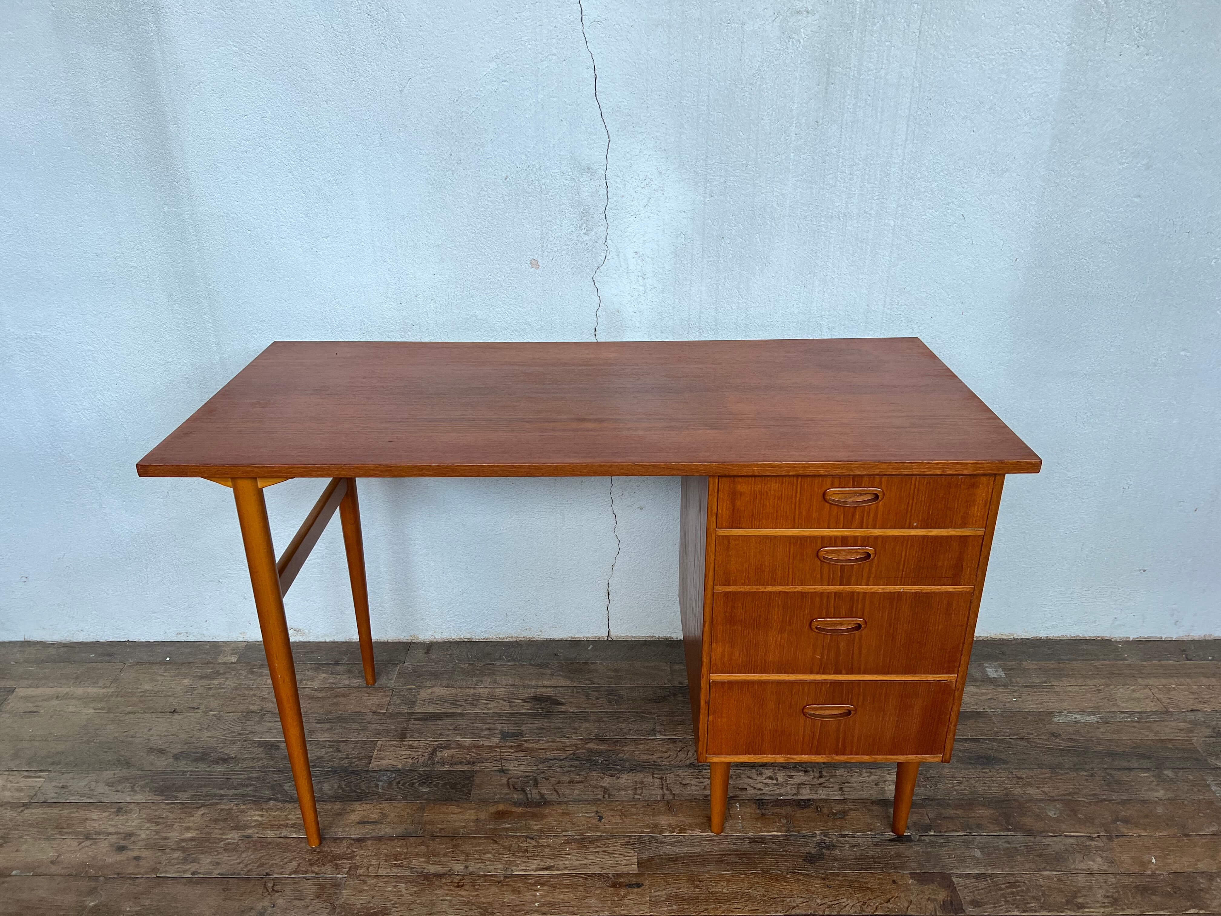 Scandinavian teak desk design 1960 feet spindles