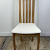 Chairs (set of 4) in solid elm and vintage fabric Findahls Denmark 1980