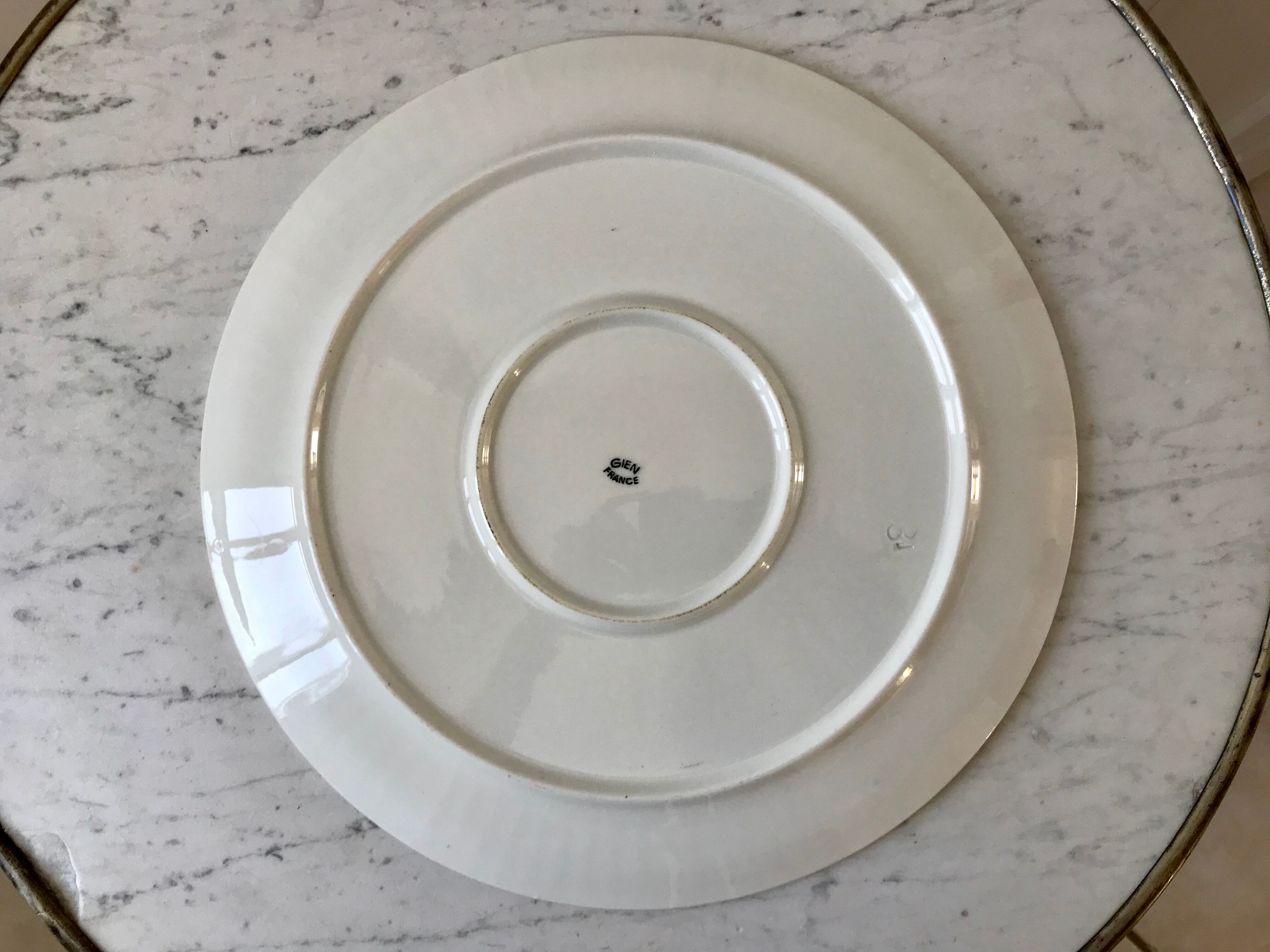 Plat à gâteau / tarte coloré Gien années 40-50