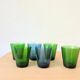 6 verres Vereco verts et bleus Vintage