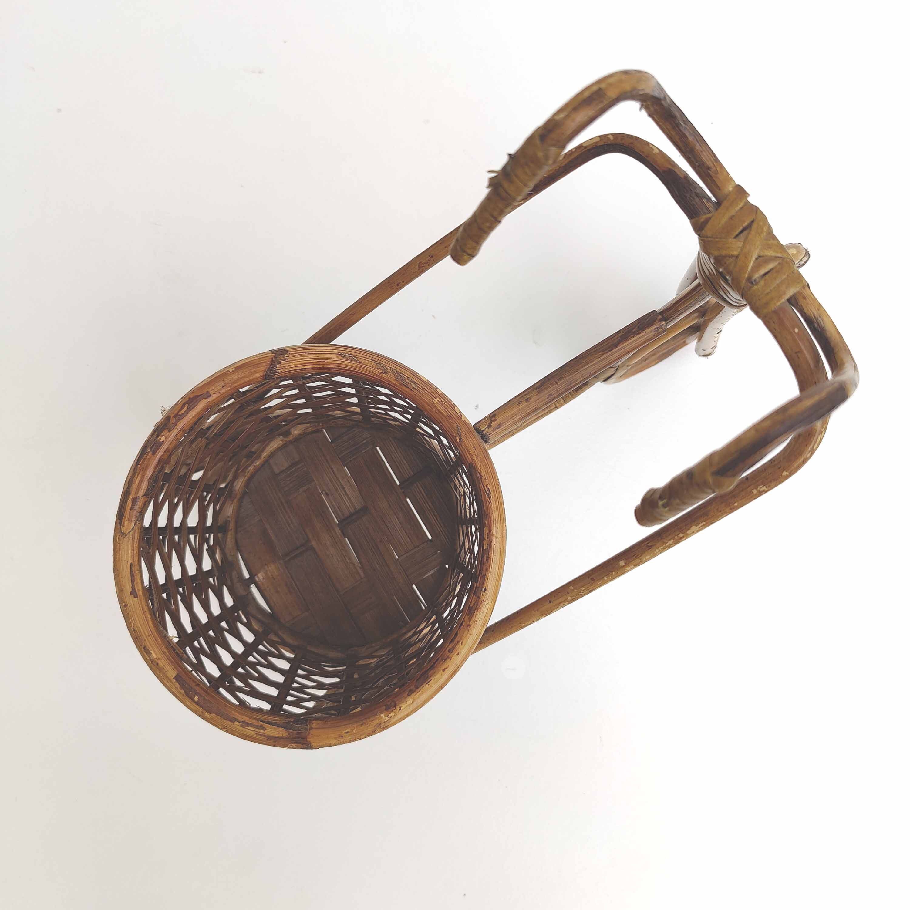 Vintage rattan bicycle plant holder