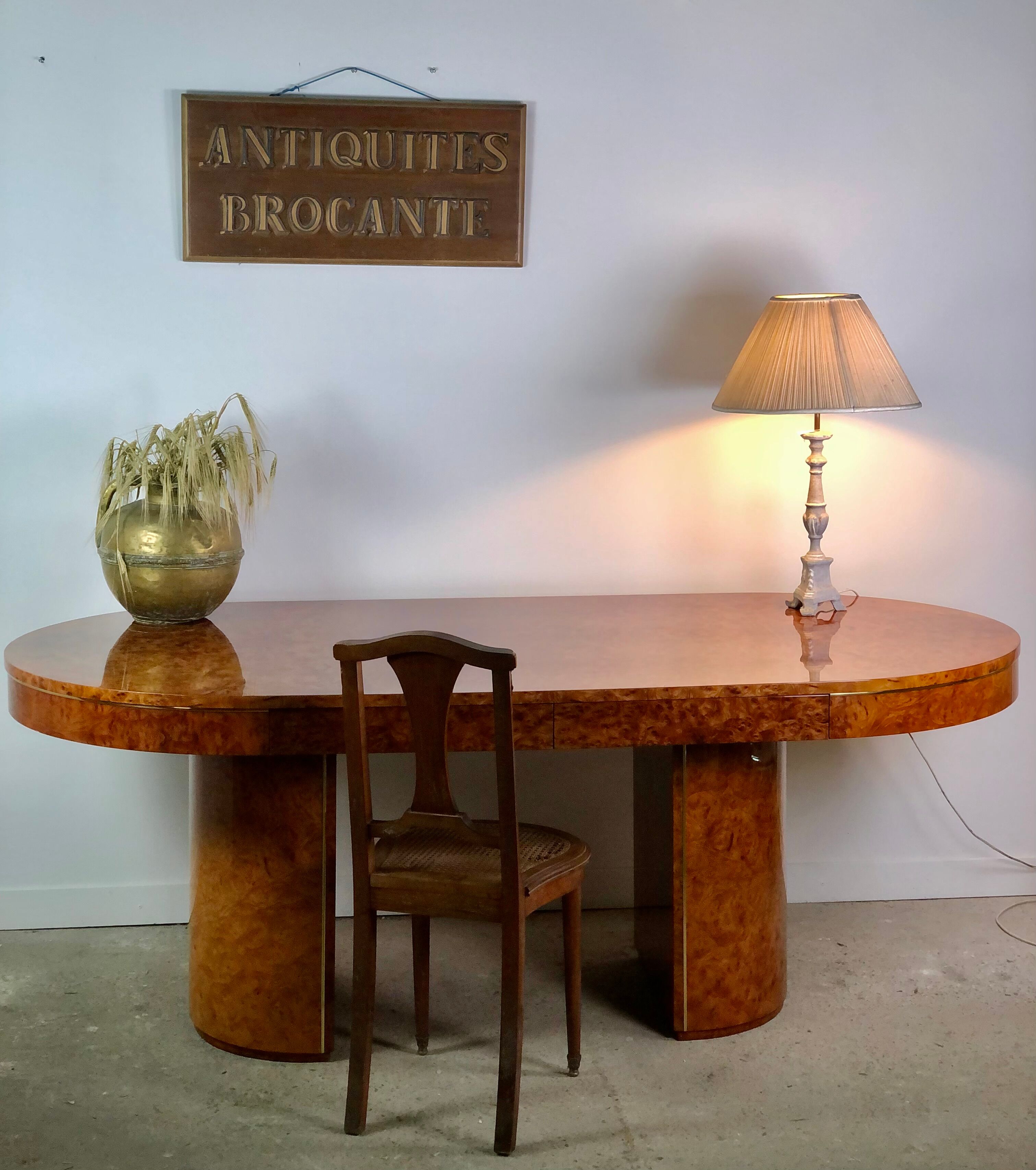 Bureau en loupe d'orme vintage 80'S