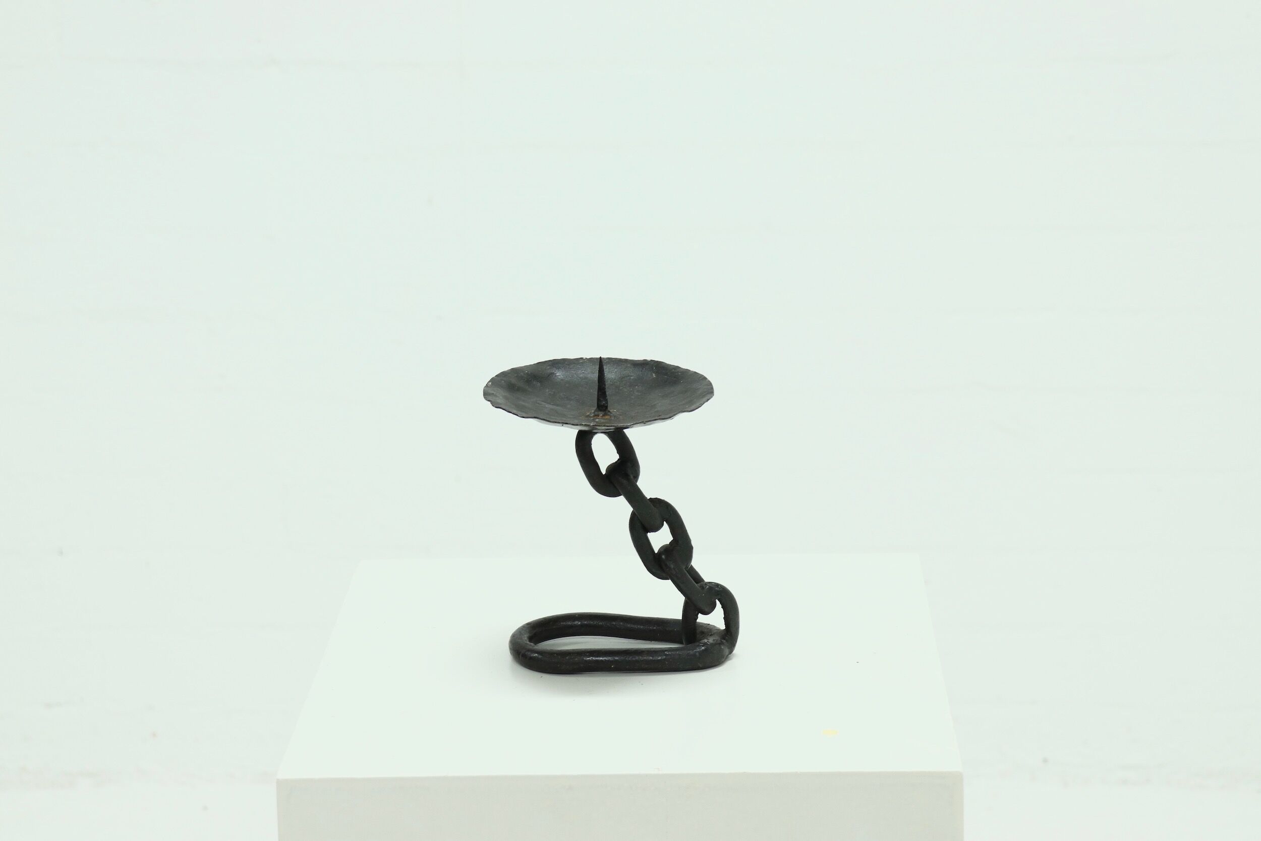 Brutalist Wrought Iron Candle Holder 1970s
