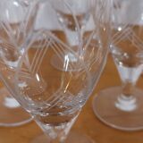 Old very fine stemmed glasses in chiseled crystal from the 50s