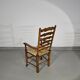 Ensemble de 4 chaises de salle à manger en chêne, rustiques, de ferme, à dossier en échelle avec sièges en jonc, années 1960