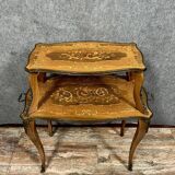 Double-top tea table in marquetry, Napoleon III period, circa 1850-1880