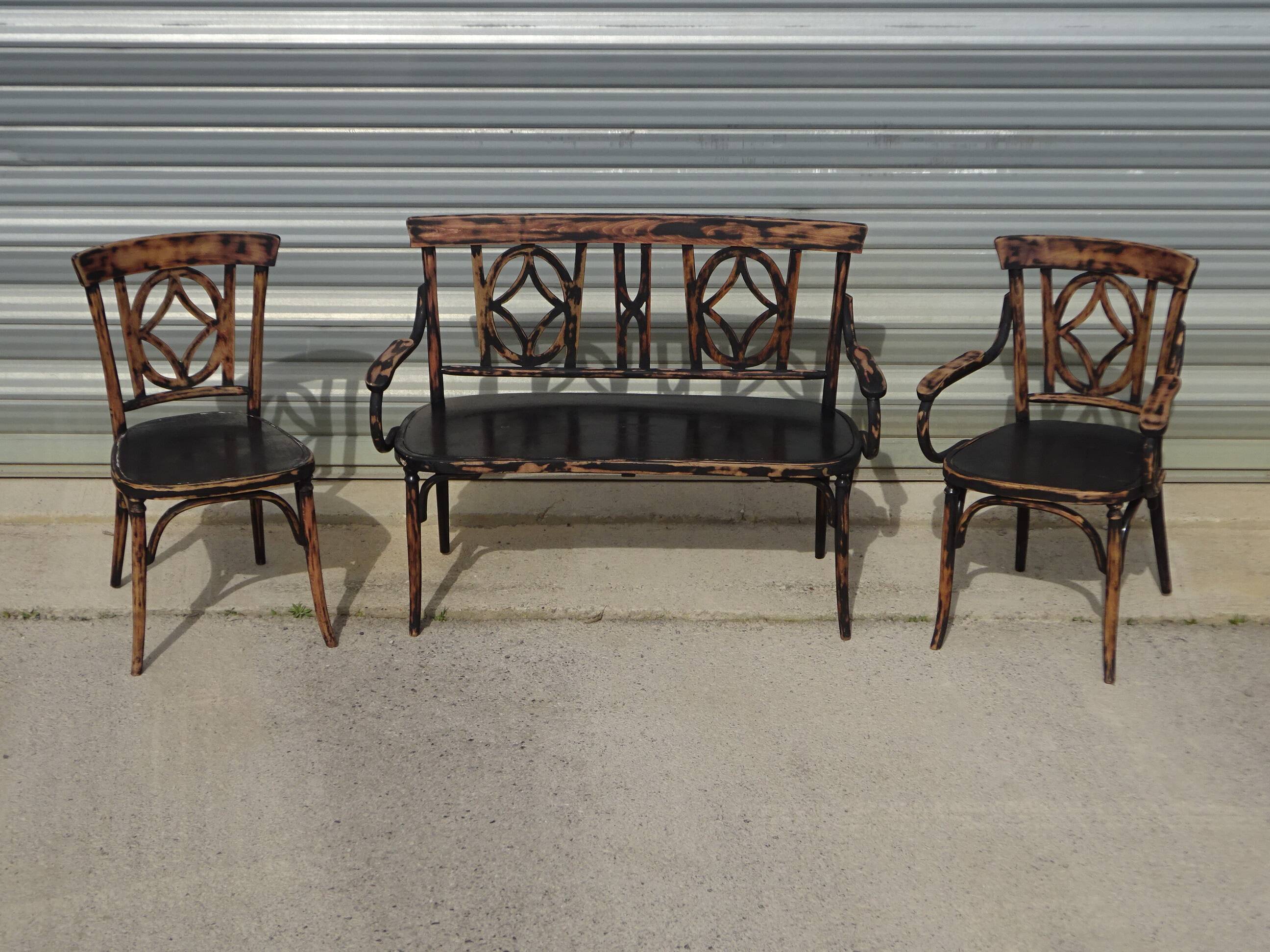 Baumann salon, armchair, bench and bistro chair