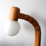 Scandinavian articulated lamp in pine and opaline