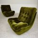 Pair of green velvet Atlantis armchairs by Jitona, ex Czechoslovakia 60s