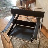 Pair of Wassily black leather armchairs