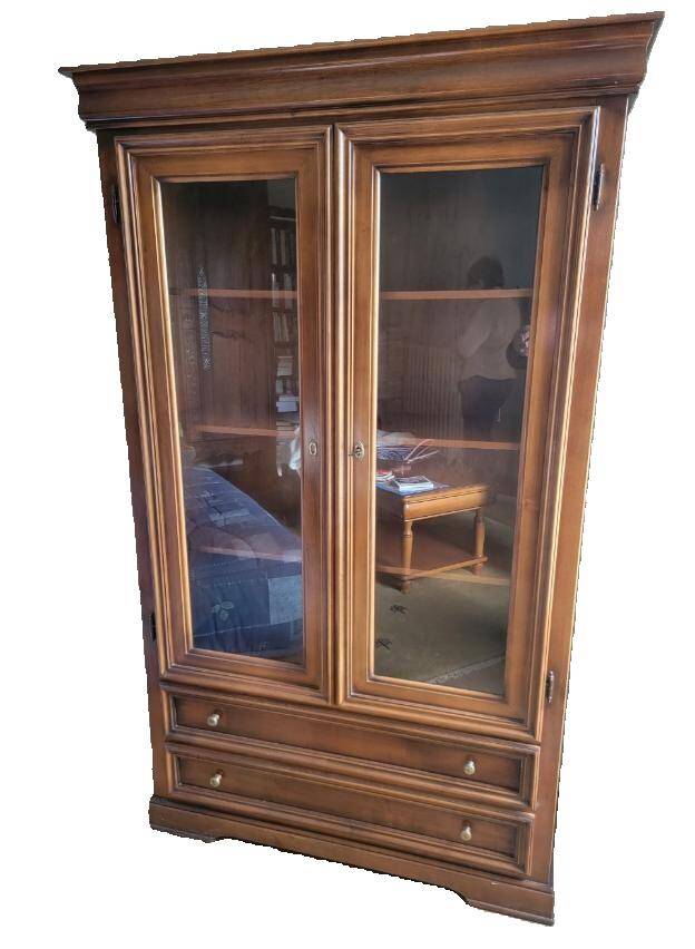 Buffet - bibliothèque vitré avec 2 tiroirs