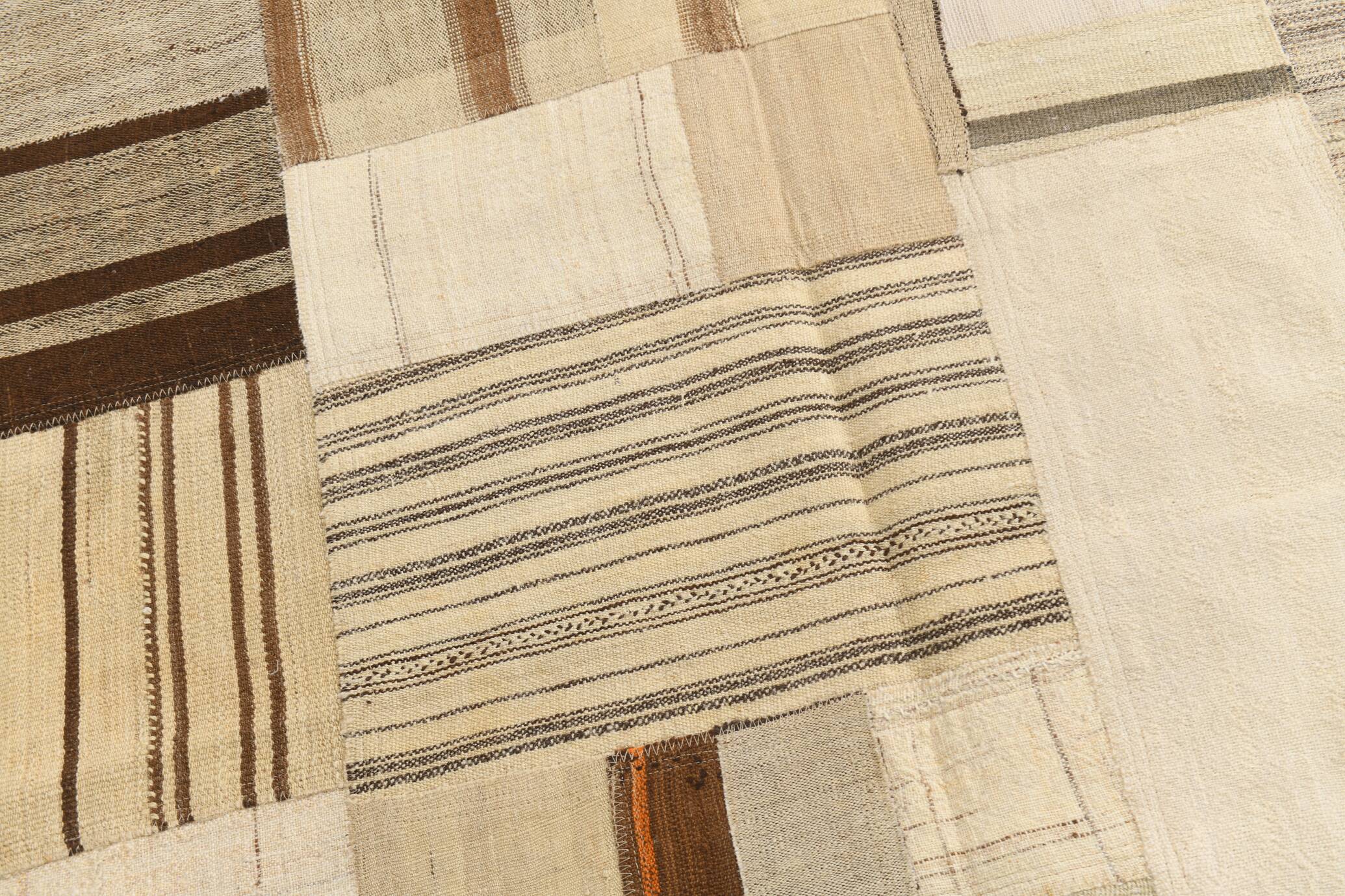 5x8 Cream & Beige Mid Century Modern Kilim Rug, 167x234Cm