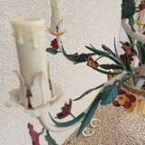 Vintage Floral chandelier in painted sheet metal
