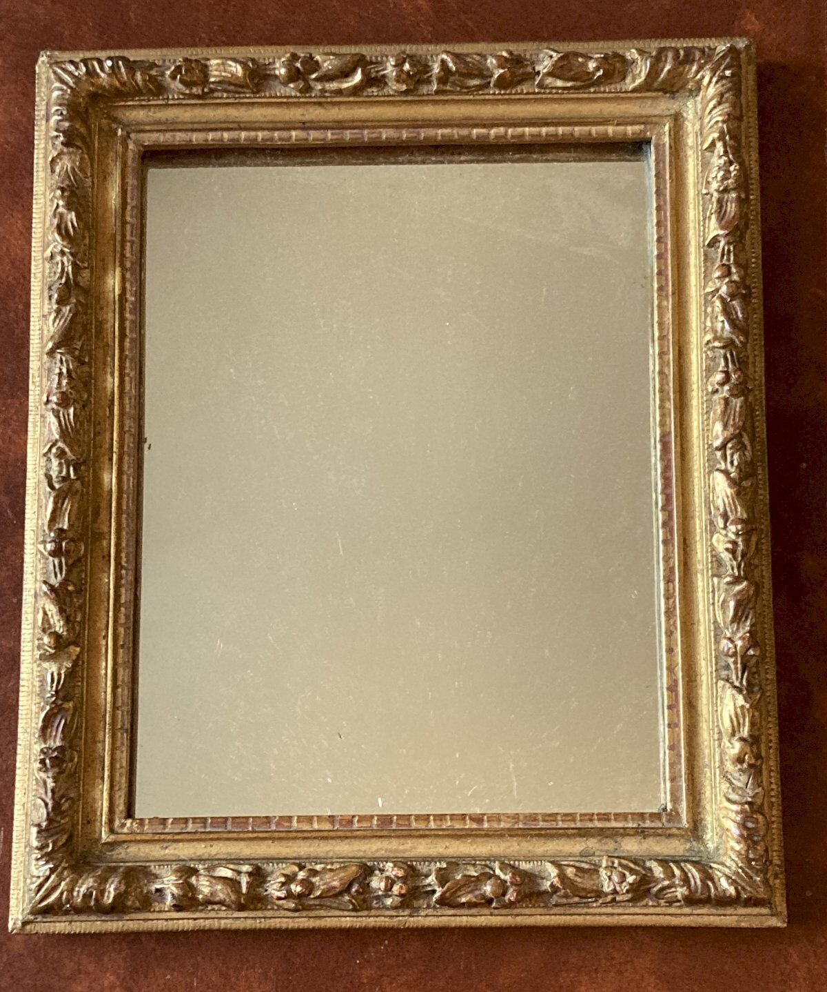 Small mirror - antique frame - wood and gilded stucco