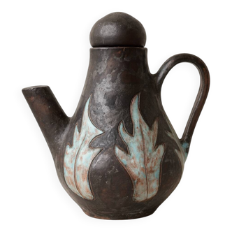 Théière en terre cuite émaillée signée Keka 60s