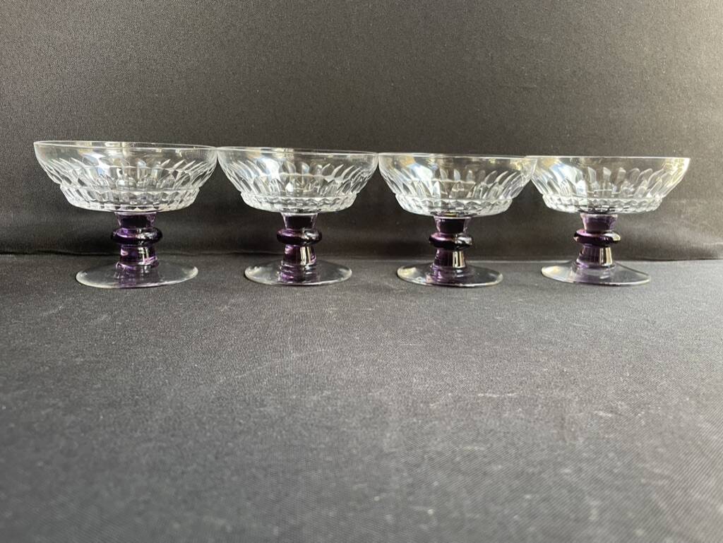 4 Coupes en cristal taillé coloré – Val Saint Lambert
