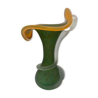 Glass paste vase glassware d art de toul France 1980 1 kilos 600