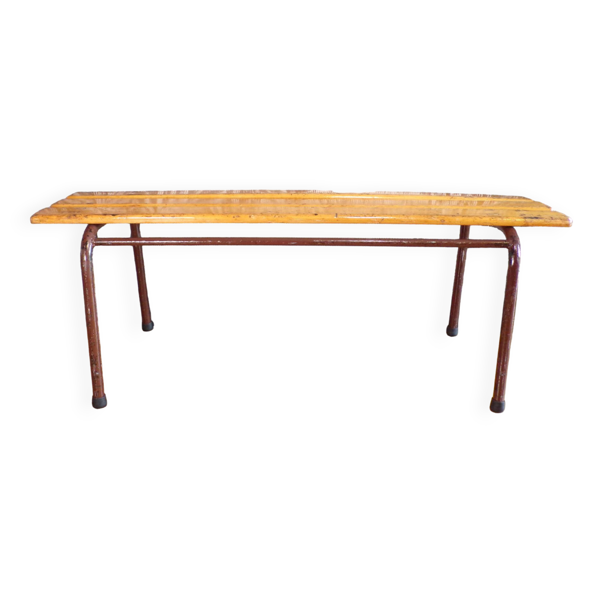 Slatted school bench