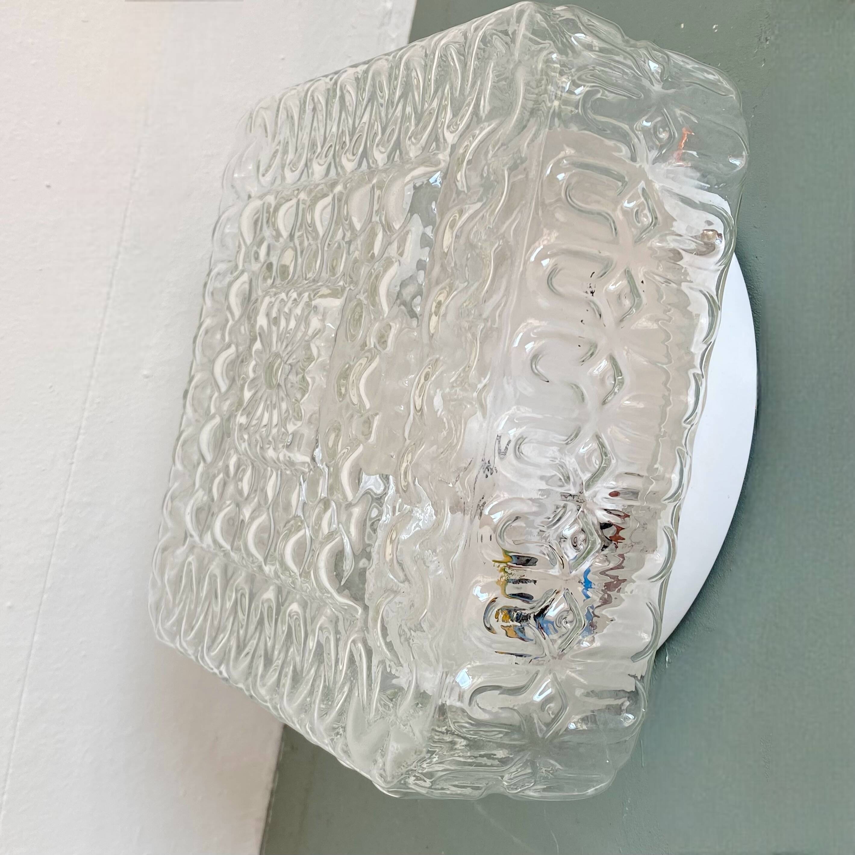 Square wall light ceiling light transparent glass gold 1970 1980 seventies