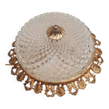 Round ceiling or wall light, in glass from the 70s, vintage.