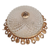 Round ceiling or wall light, in glass from the 70s, vintage.