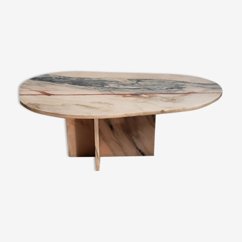 Veined pink marble coffee table