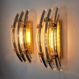 Paired of Venini wall lamps, Murano glass, Italy, 1970