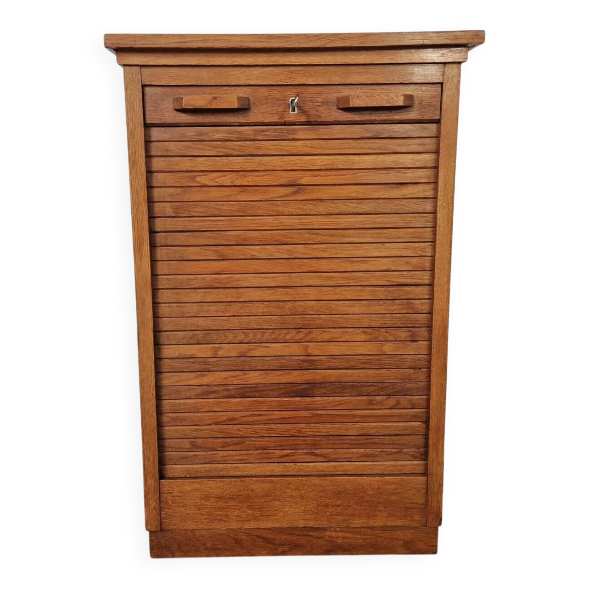 Vintage oak tambour cabinet | 1940s