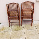 Pair of vintage bamboo folding chairs