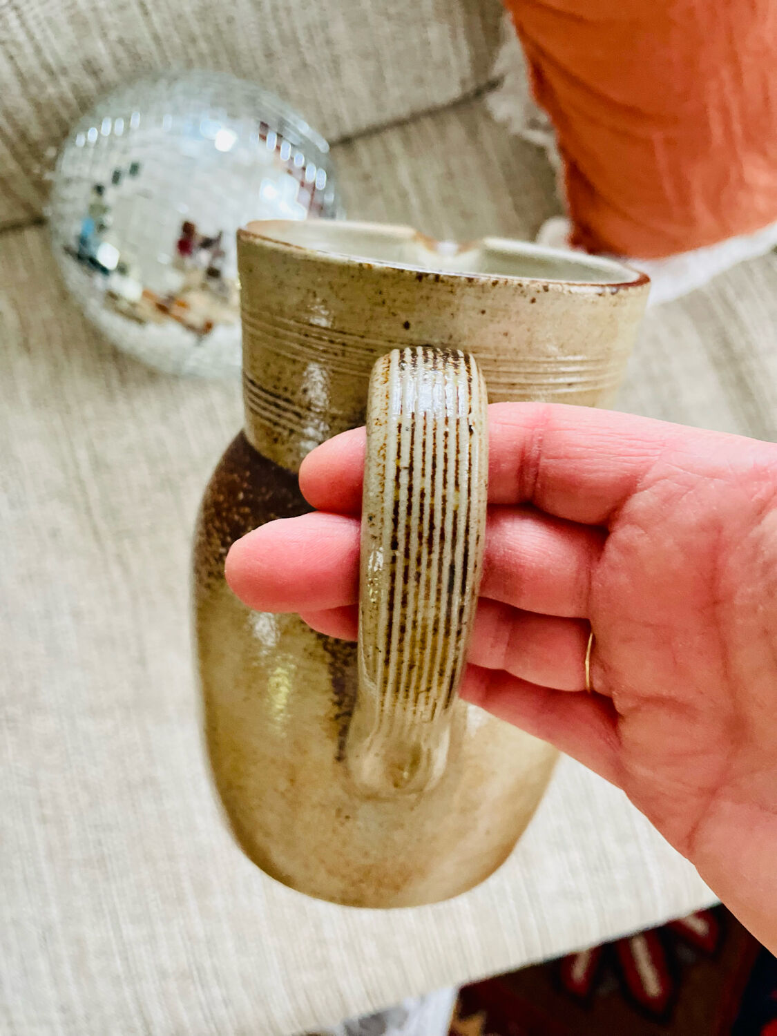 Pichet stoneware vintage Grès du Berry handmade France