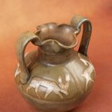 Art Nouveau glazed stoneware vase by Louis Lourioux - wolf mark