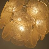 Mid century pendant light with 30 acrylic discs like ice glass 1960s 1970s