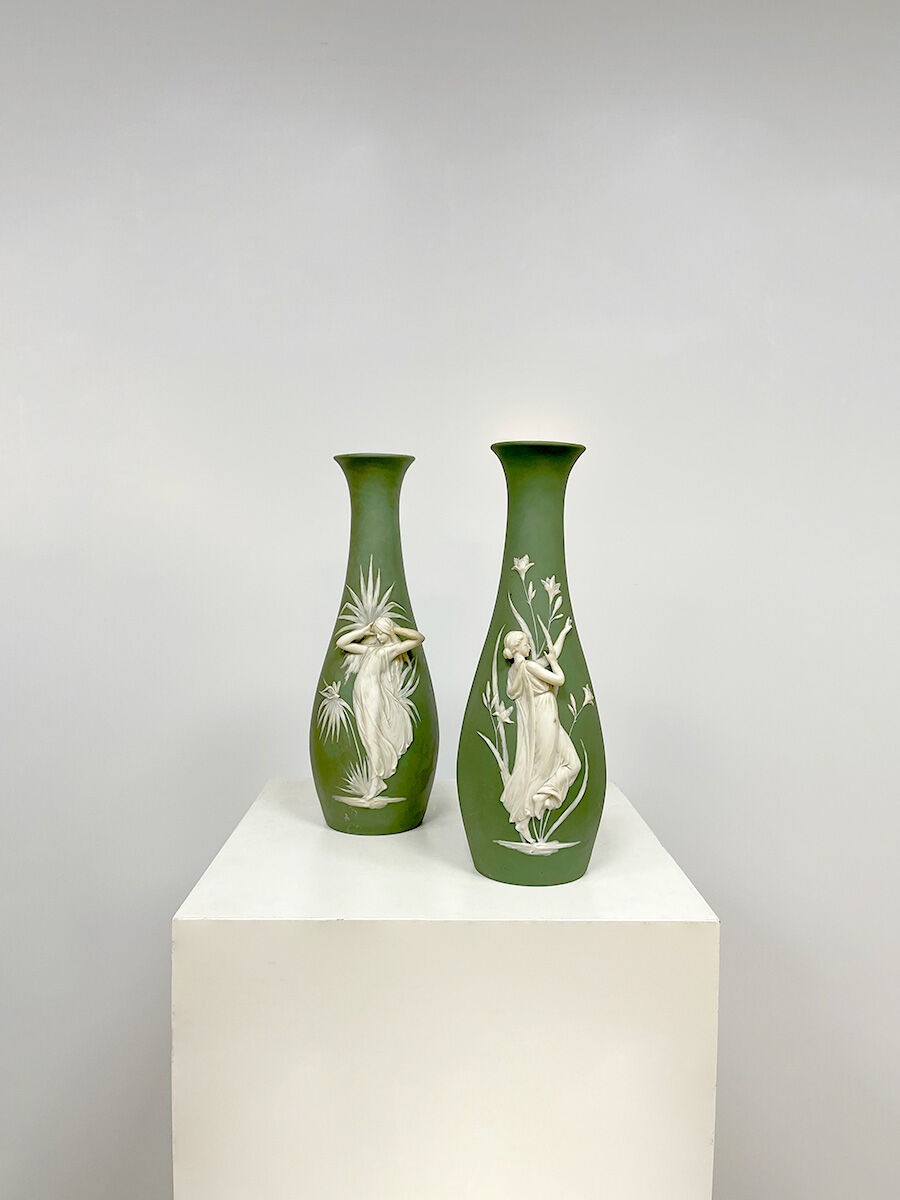 Vintage Bisque Porcelain vases 'Jasperware'