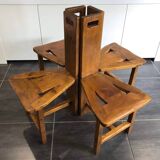 Suite of 4 brutalist-style tripod chairs