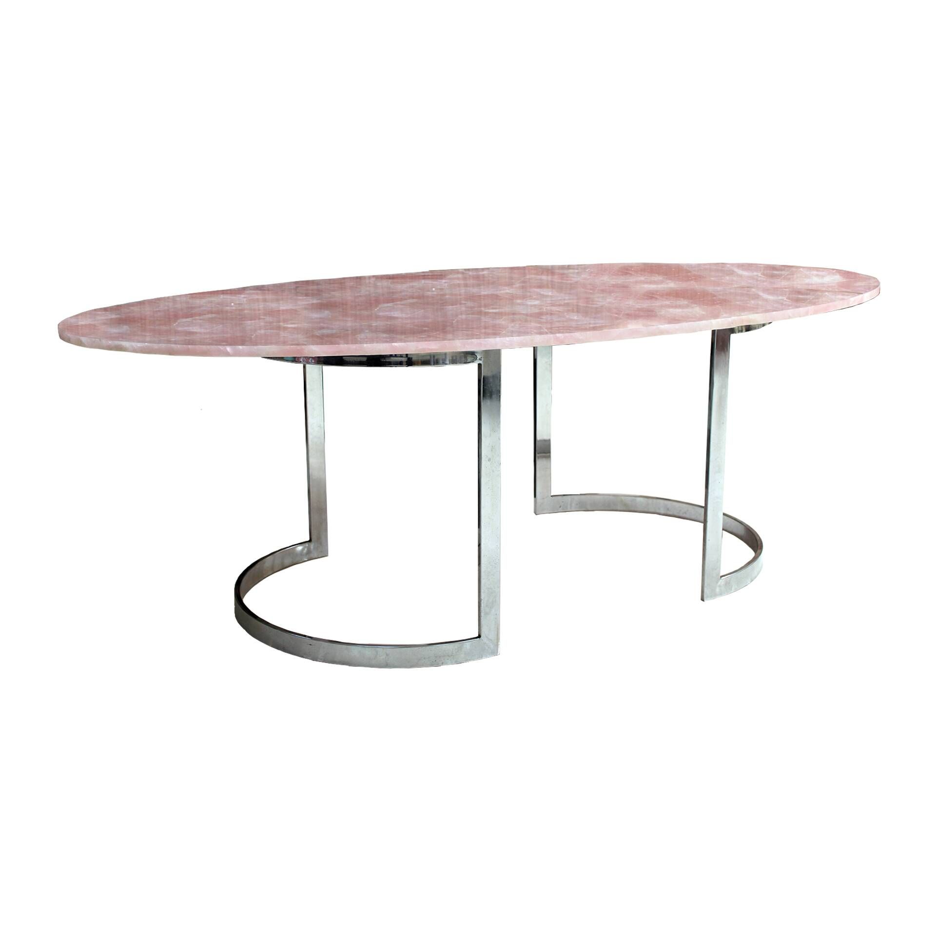 Contemporary Dining Table Made of Rose Quartz Designed by L.A. Studio